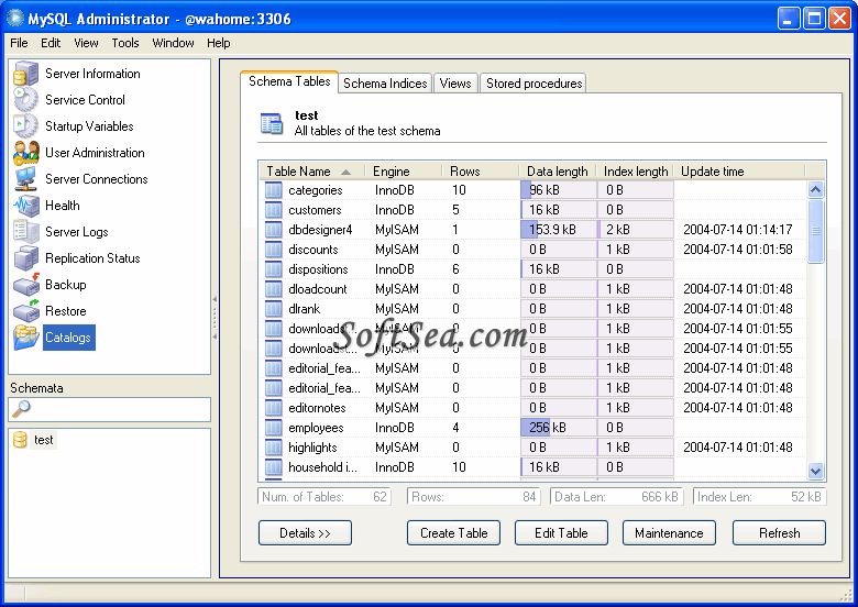 MySQL Administrator Screenshot